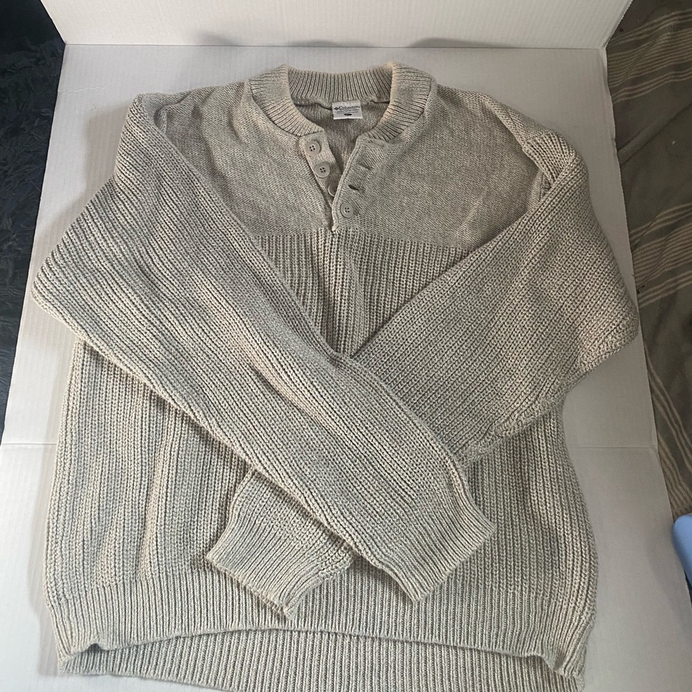 Mens Columbia knit pullover sweater beige size XL - Picture 4 of 6